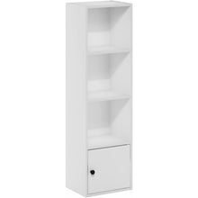 White Wooden Book Shelf with Wooden Shelves and Lower Cabinet for Storage