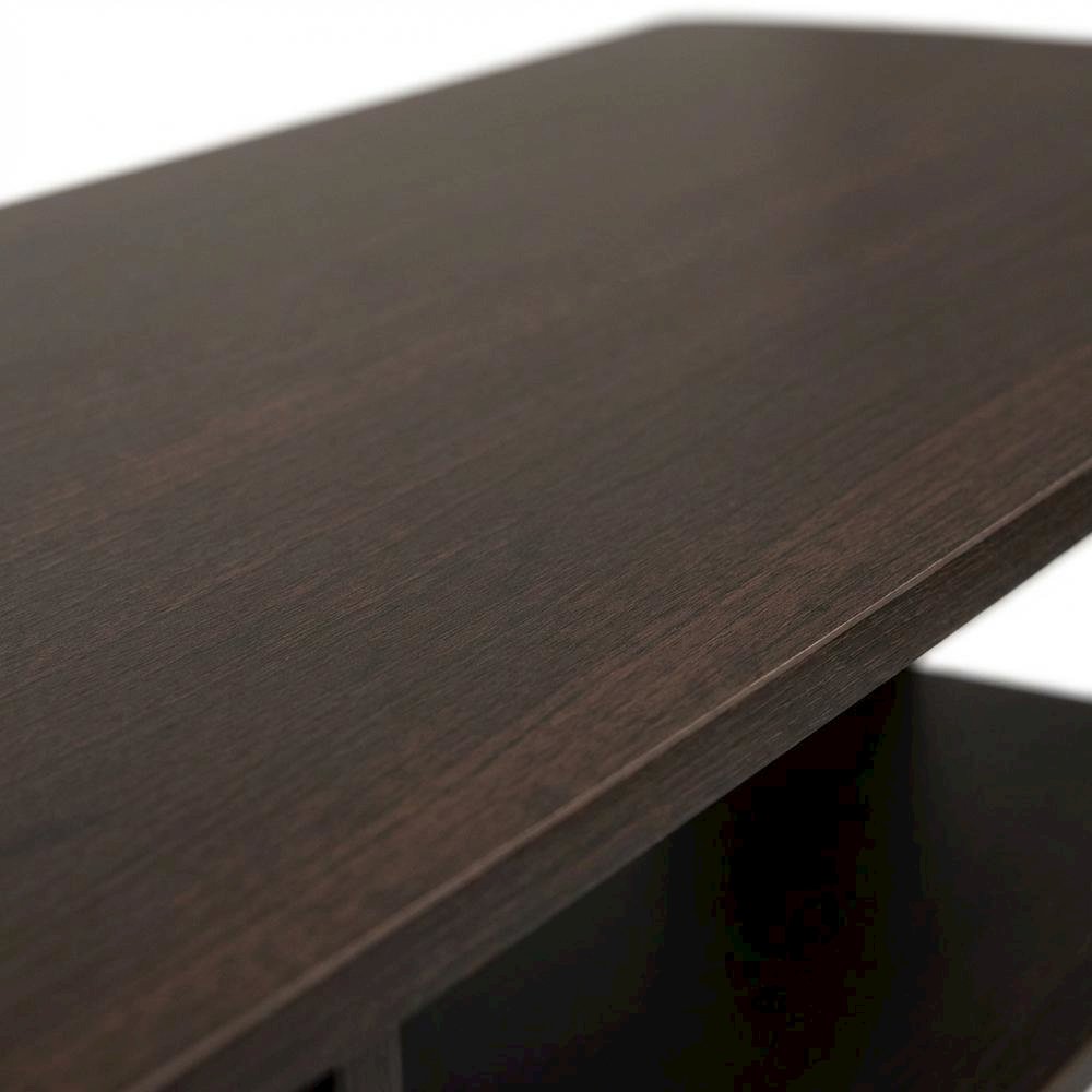 Dark Brown TV Stand with Composite Wood Finish for Living Room Storage
