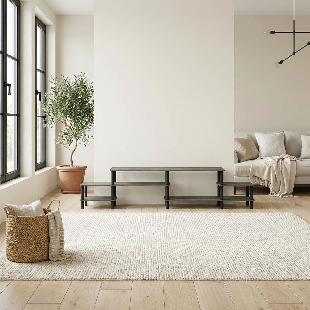 Wooden TV stand for 80 inch TVs with modern design and sturdy build