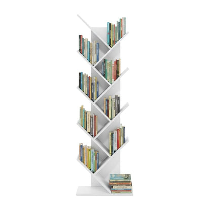 White wooden bookcase with clean design for versatile storage