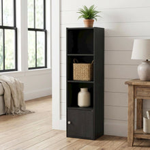 Blackwood 4-Tier Bookcase with Door Storage for Home Use
