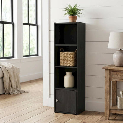 Blackwood 4-Tier Bookcase with Door Storage for Home Use