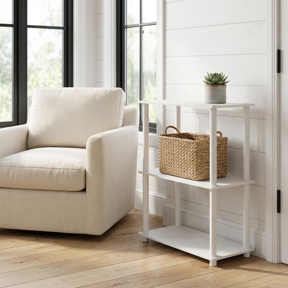 Wooden 3-Tier Display Rack with Shelving Unit and Bookcase for Home and Office