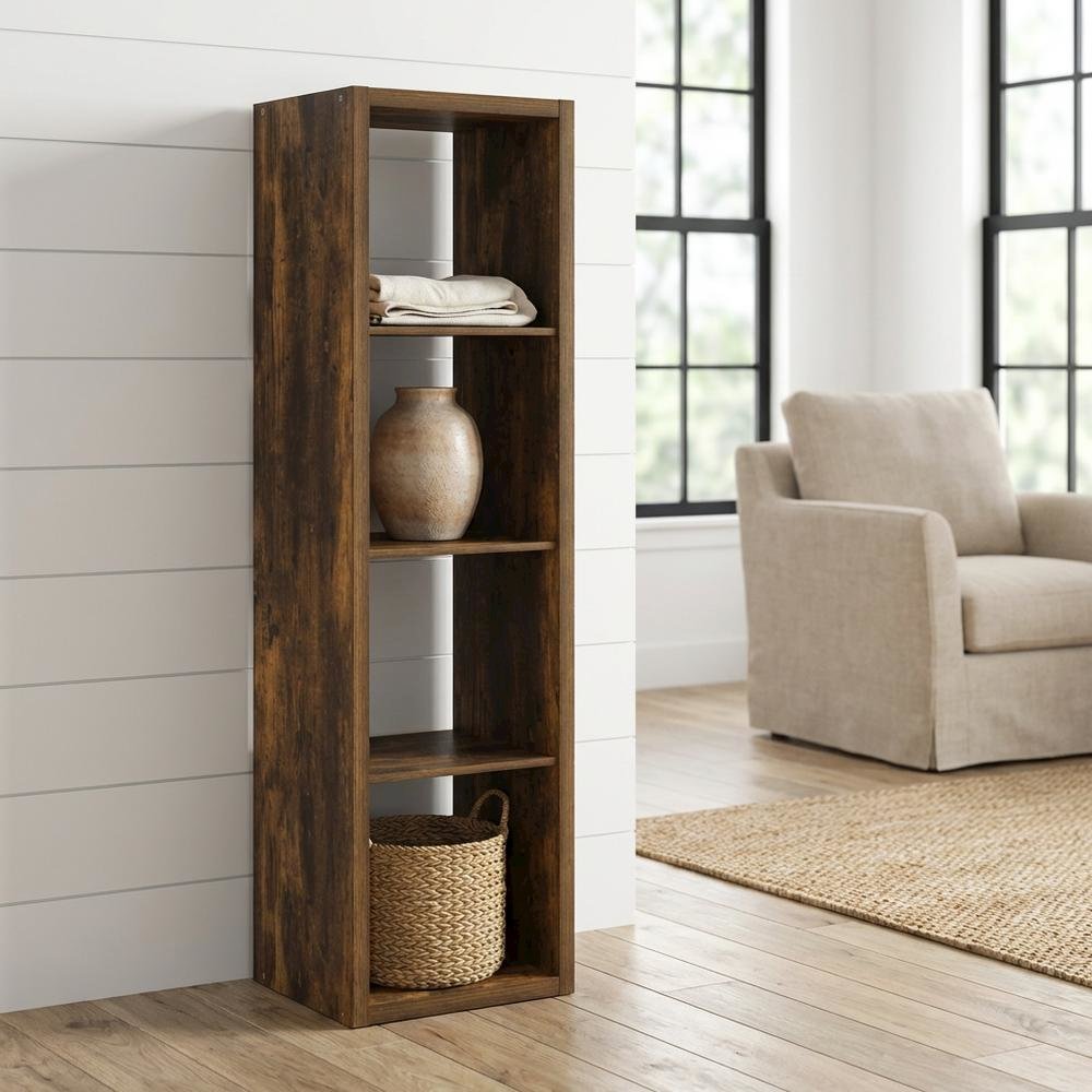 Wooden bookcase with open shelving for versatile storage