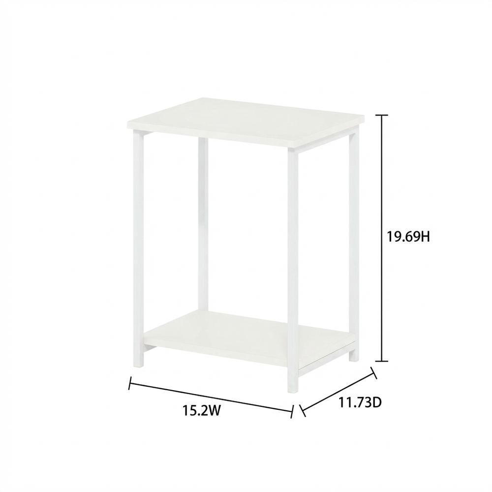 White metal frame end table with modern design and sturdy construction