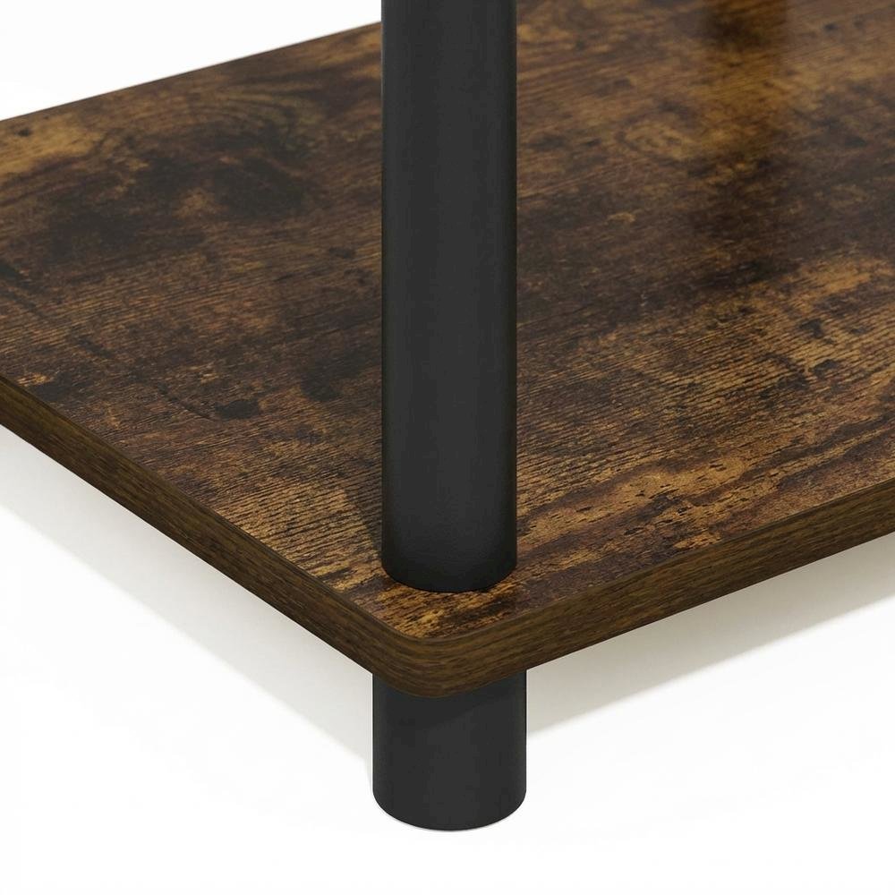 Amber Pine and Black 3-Tier End Table Set with Modern Design