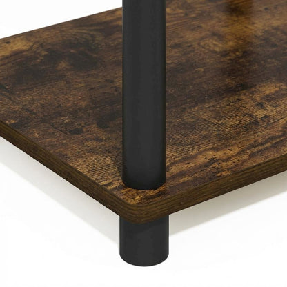 Amber Pine and Black 3-Tier End Table Set with Modern Design