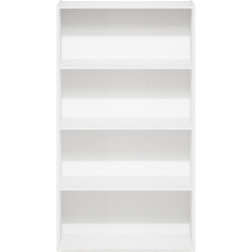 White Wooden Book Shelf with Four Open Wooden Shelves for Modern Interiors
