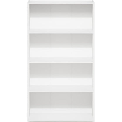 White Wooden Book Shelf with Four Open Wooden Shelves for Modern Interiors