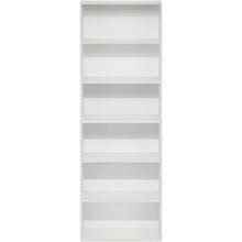 White Wooden Book Shelf with Six Tiers of Wooden Shelves for Home Storage