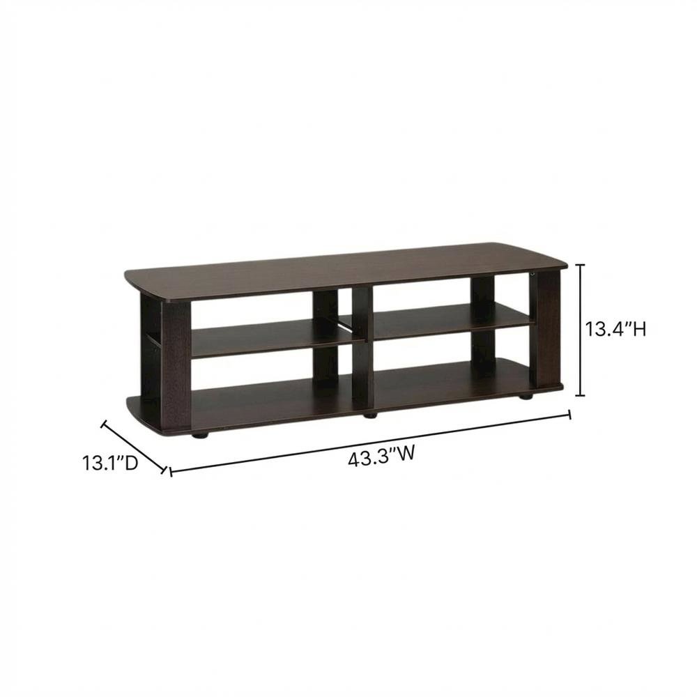 Dark Brown TV Stand with Composite Wood Finish for Living Room Storage