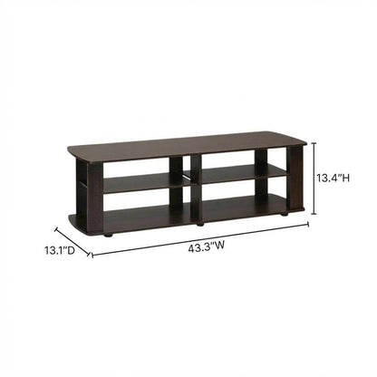 Dark Brown TV Stand with Composite Wood Finish for Living Room Storage