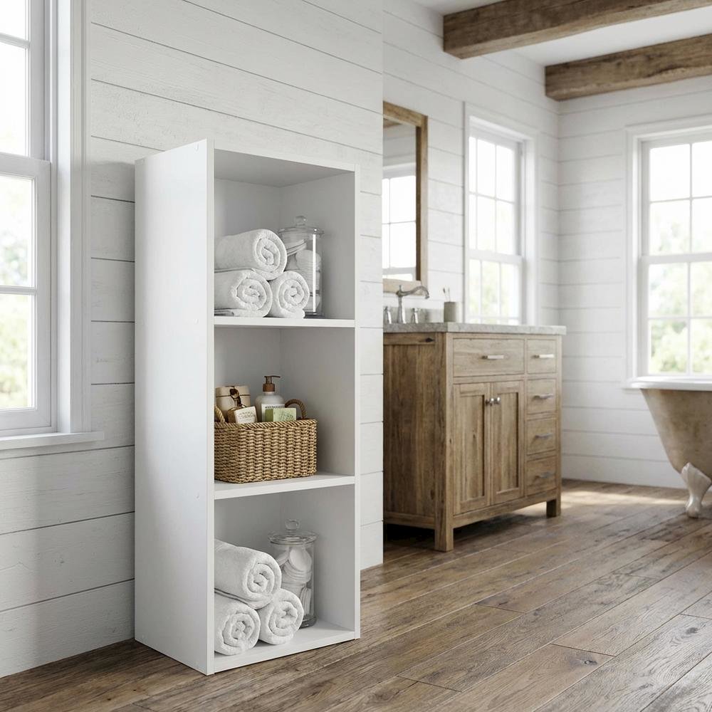 White 3-Tier No Tool Assembly Bookcase with Open Shelves for Easy Storage