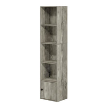 Brown 5-Tier Shelf Bookcase with Door Storage Cabinet for Living Room