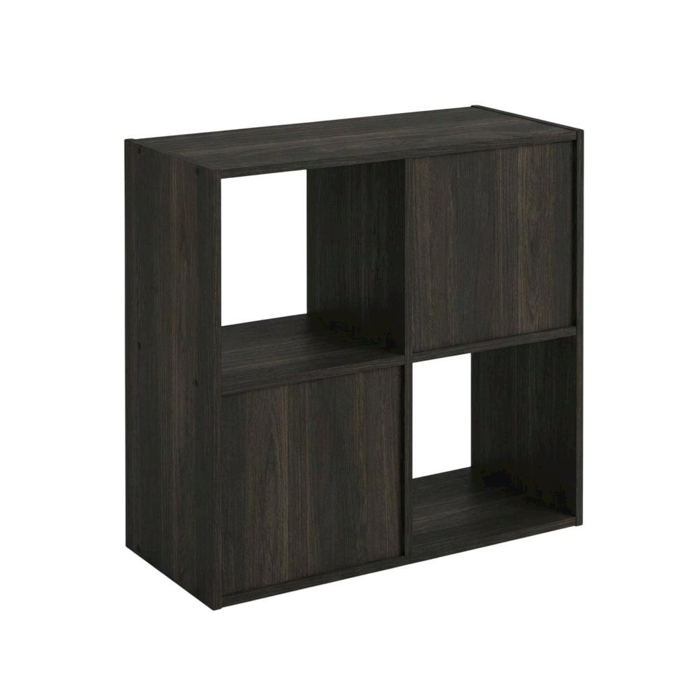 Wooden bookcase in brown with spacious shelving for home organization