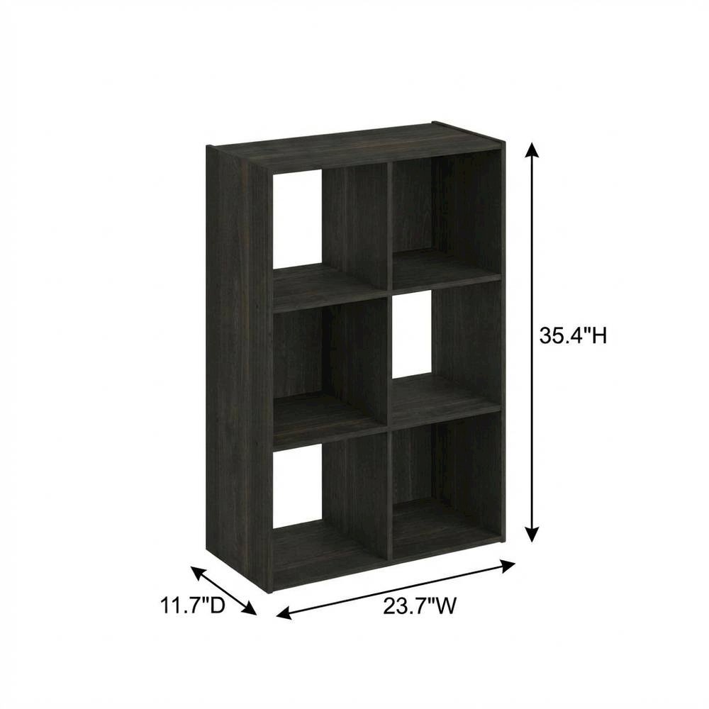 Wood Bookcase in Warm Brown Finish with Multiple Shelves for Storage