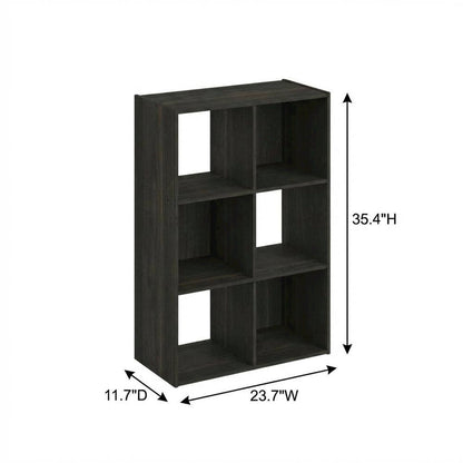 Wood Bookcase in Warm Brown Finish with Multiple Shelves for Storage