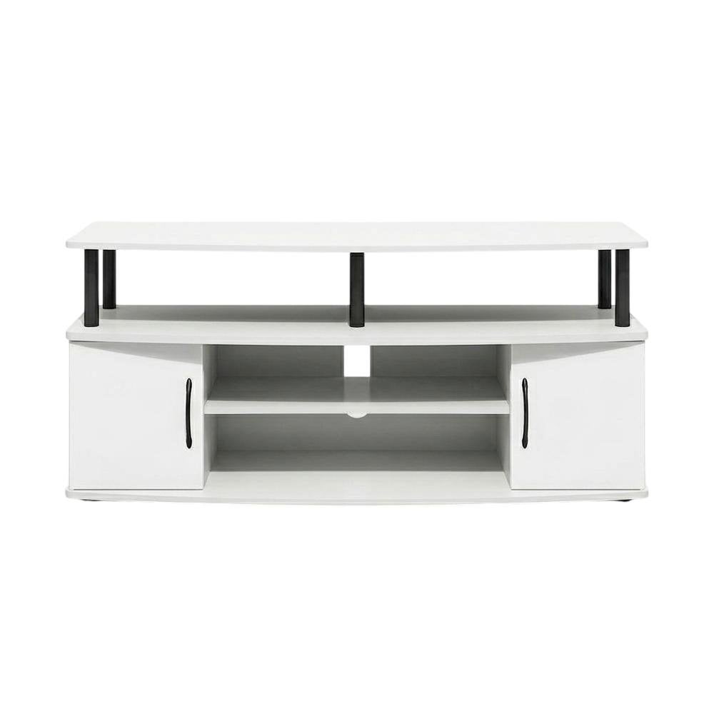 White entertainment center for up to 55-inch TVs with spacious storage, modern