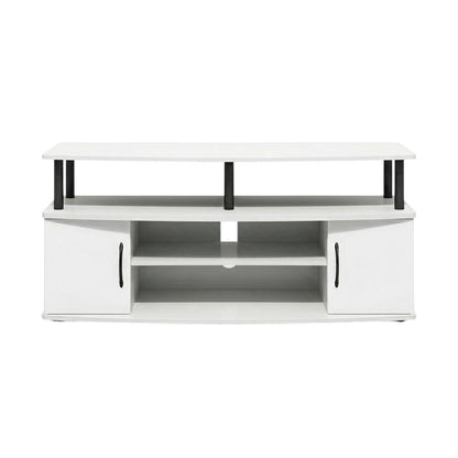 White entertainment center for up to 55-inch TVs with spacious storage, modern