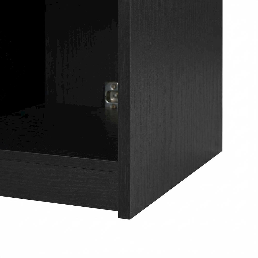 Black Wood Nightstand Set with Drawer - Modern Bedside Storage