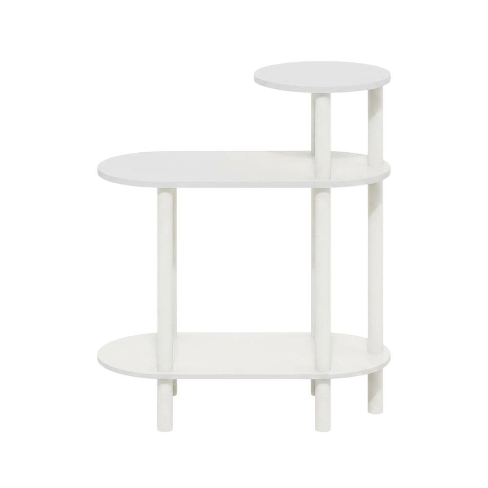Oval 3-Tier Side Table with Open Shelves in White, Stylish and Functional
