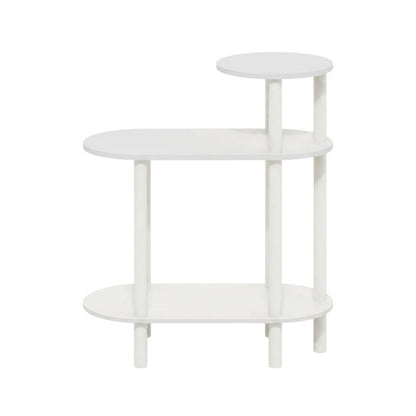 Oval 3-Tier Side Table with Open Shelves in White, Stylish and Functional