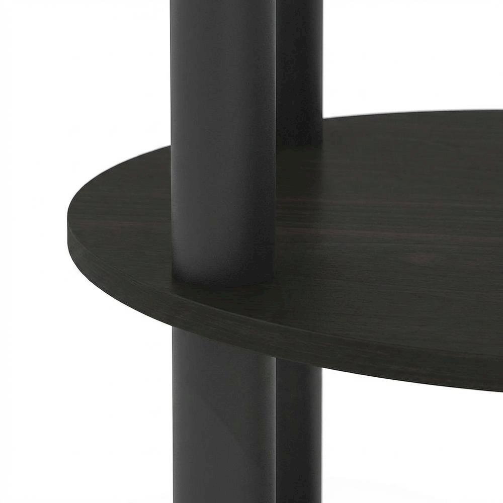 Round Wooden End Table with Espresso and Black Finish, Modern Side Table