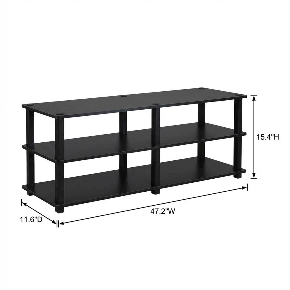 Espresso/Black 3-Tier TV Stand with Engineered Wood, No Tools Assembly