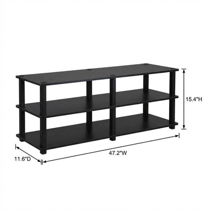 Espresso/Black 3-Tier TV Stand with Engineered Wood, No Tools Assembly