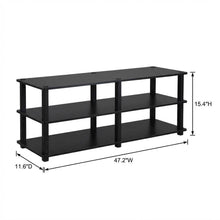 Espresso/Black 3-Tier TV Stand with Engineered Wood, No Tools Assembly