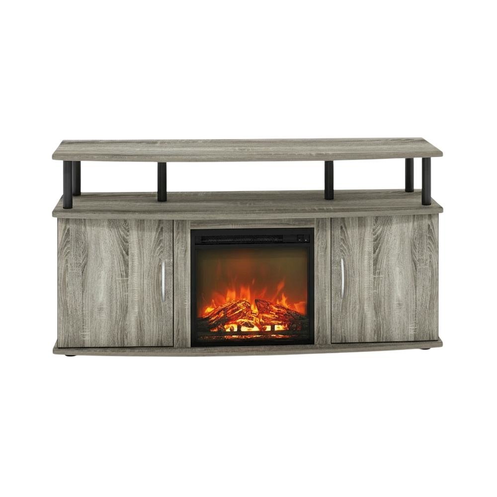 Gray Fireplace Entertainment Center with Storage Cabinets for TVs up to 55 Inch