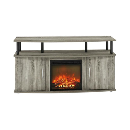 Gray Fireplace Entertainment Center with Storage Cabinets for TVs up to 55 Inch