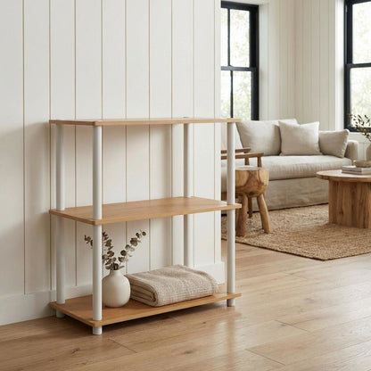 Wooden bookcase with modern design for living room or office storage