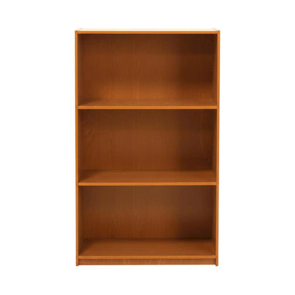 Wooden 3-Tier Bookcase with Light Cherry Finish for Versatile Storage