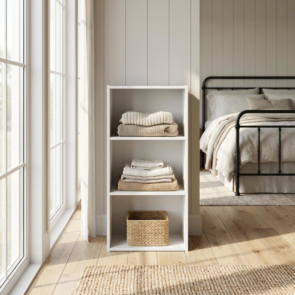 Wood 3-Tier Open Shelf Closet & Clothing Storage Organizer