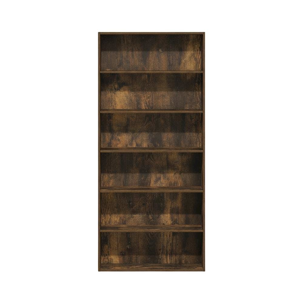 Amber Pine 6-Tier Open Shelf Bookcase with Storage Organizer