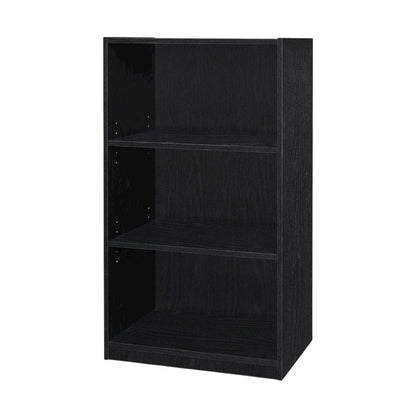 Black 3-Shelf Bookcase with Sturdy Wooden Frame and Spacious Shelves