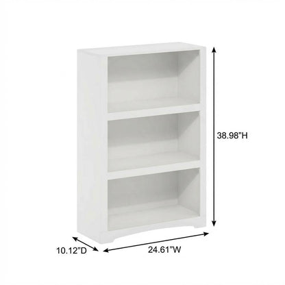 Wooden White Bookcase with Spacious Shelves for Living Room Storage