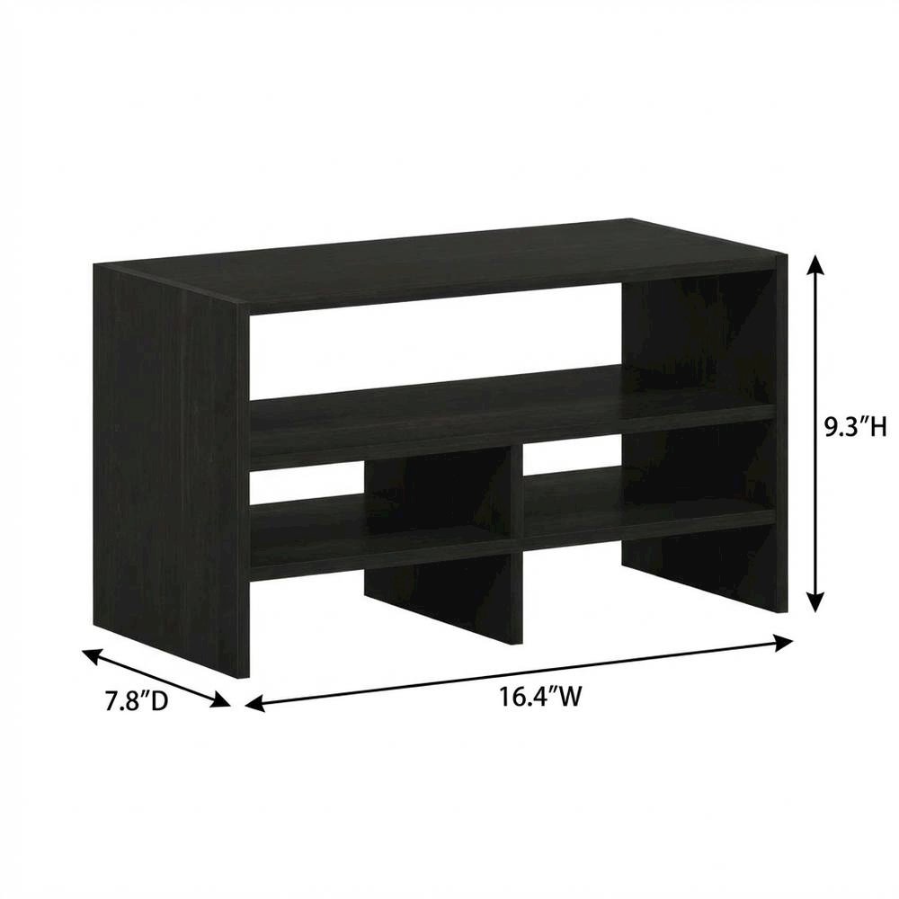 Espresso Desk Top Organizing Shelf with Sturdy Wood Construction