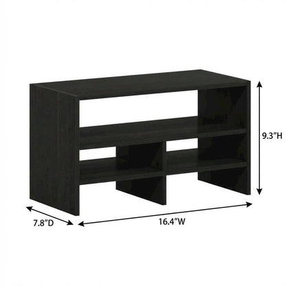 Espresso Desk Top Organizing Shelf with Sturdy Wood Construction