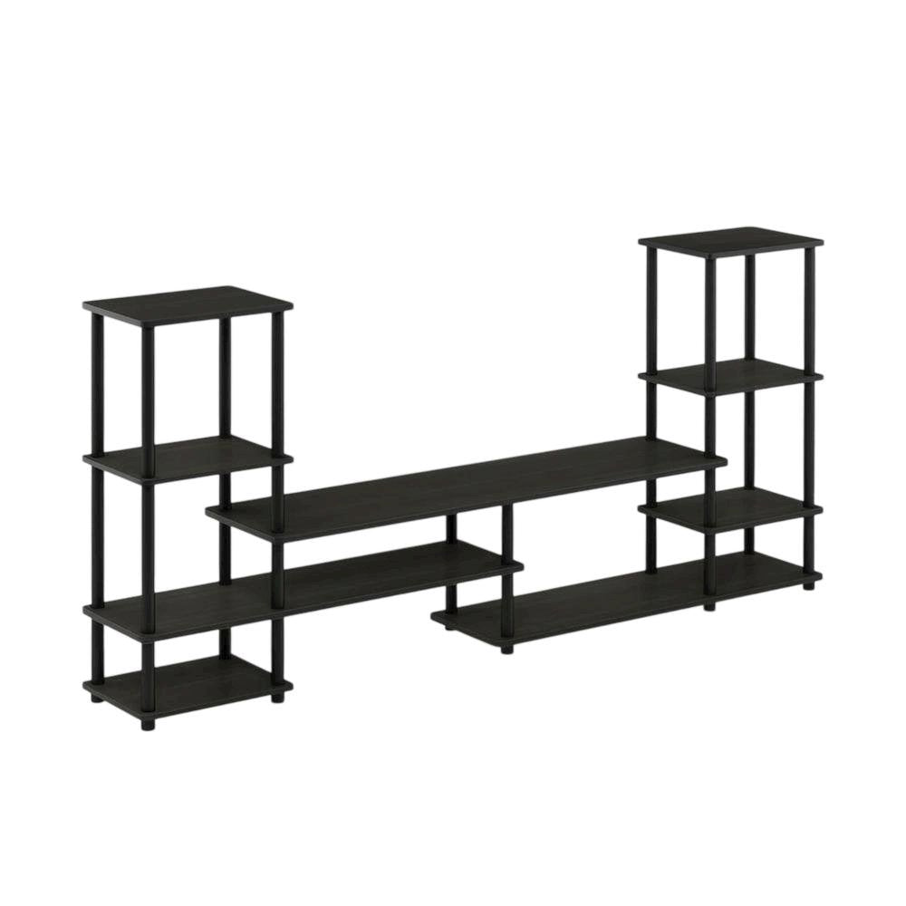 Modern Entertainment Center in Espresso/Black with Spacious Shelves and Storage