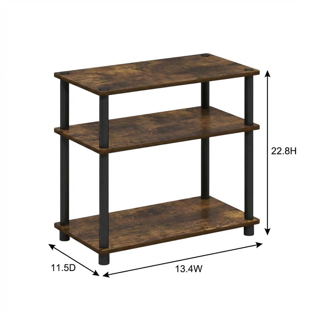 Amber Pine and Black 3-Tier End Table with Modern Design