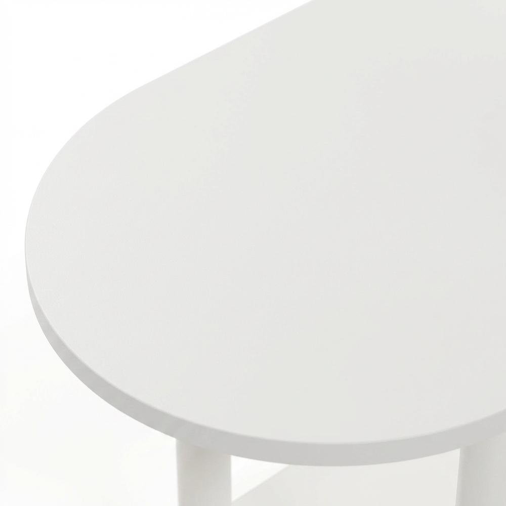 Oval 3-Tier Side Table with Open Shelves in White, Stylish and Functional