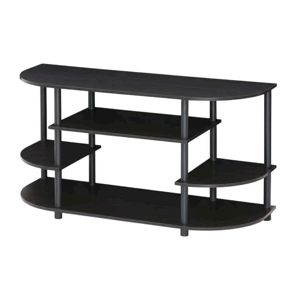 Black corner TV stand, simple design, composite wood, PVC construction