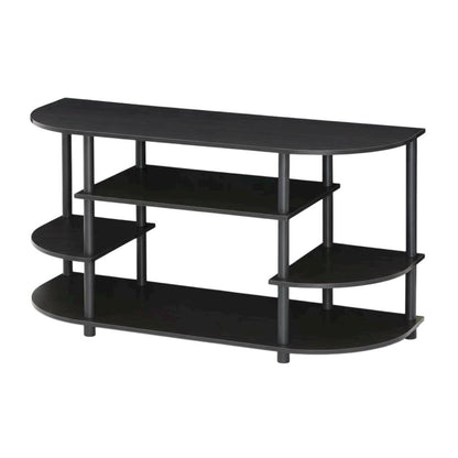 Black corner TV stand, simple design, composite wood, PVC construction