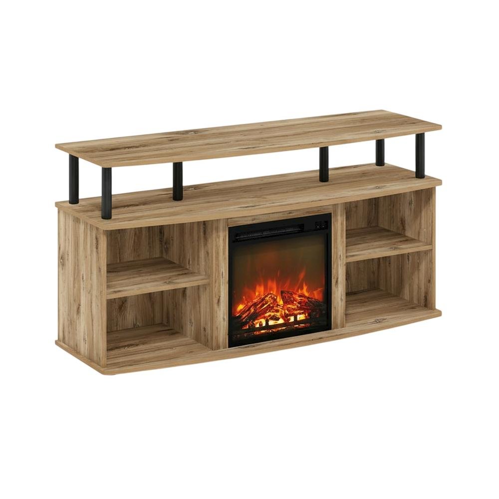 Black shelving entertainment center, TV storage, screens up to 55 inches