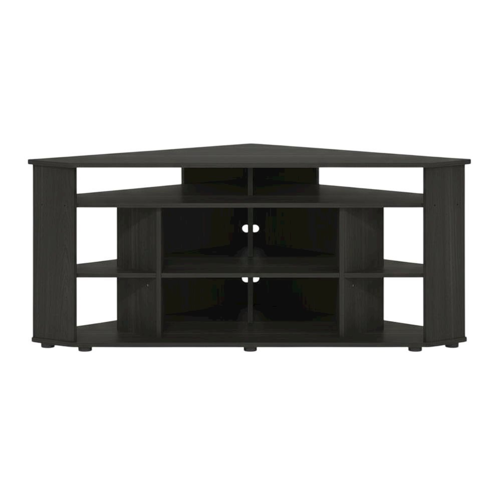 Brown corner TV stand, up to 55 inches, solid wood, walnut veneer finish