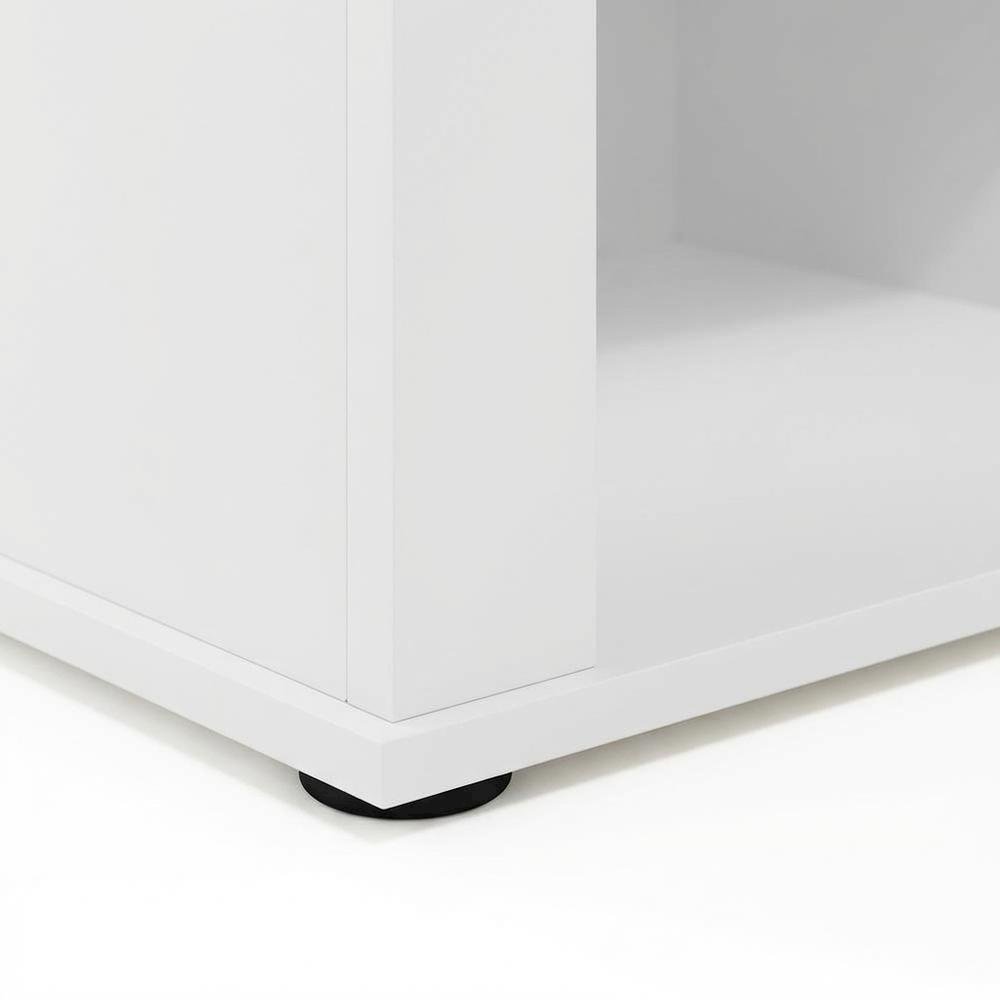 Solid White TV Stand with Fireplace and Wood Construction for Living Room