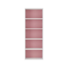 White and Pink Reversible Open Shelf Bookcase, 5-Tier for Organized Storage