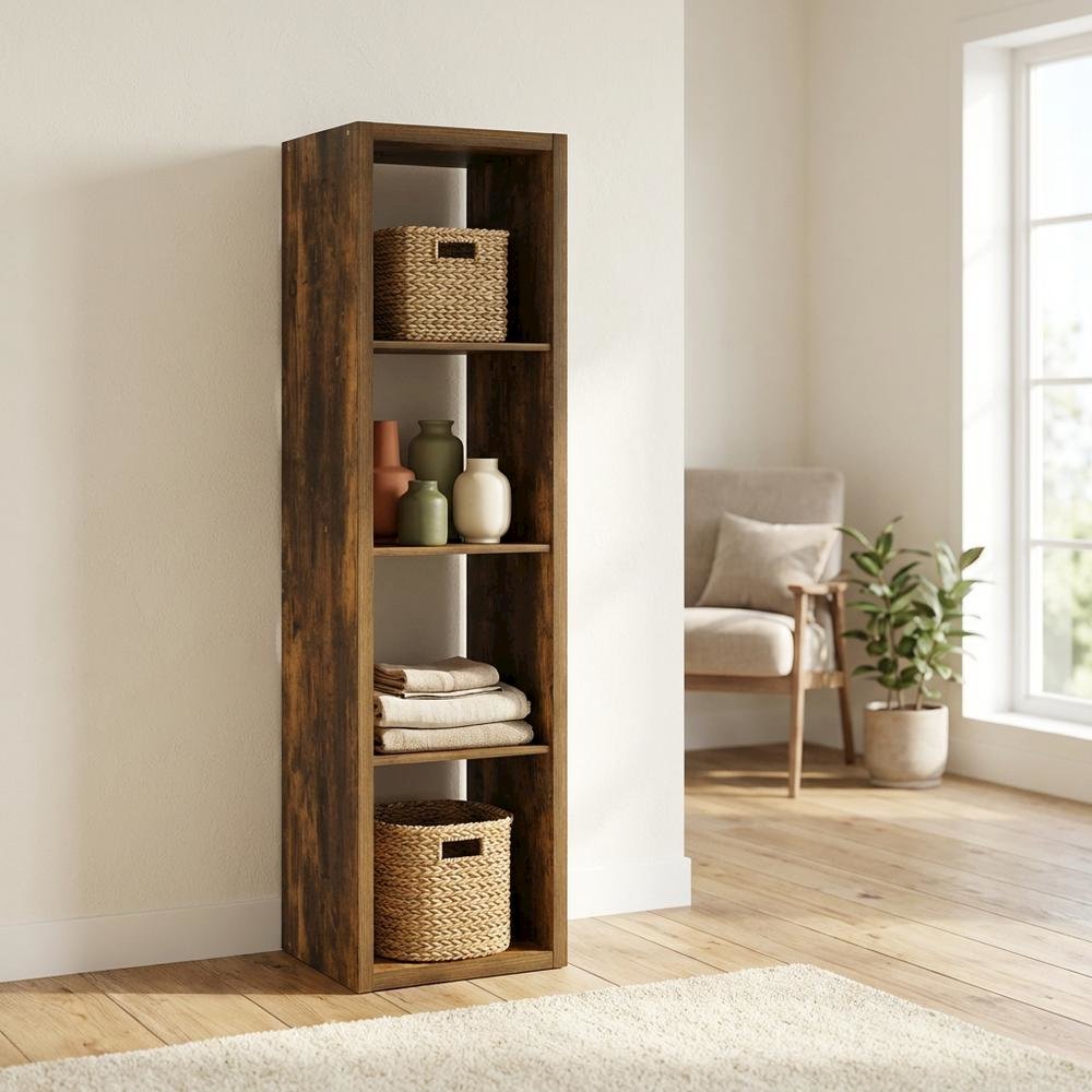 Wooden bookcase with open shelving for versatile storage
